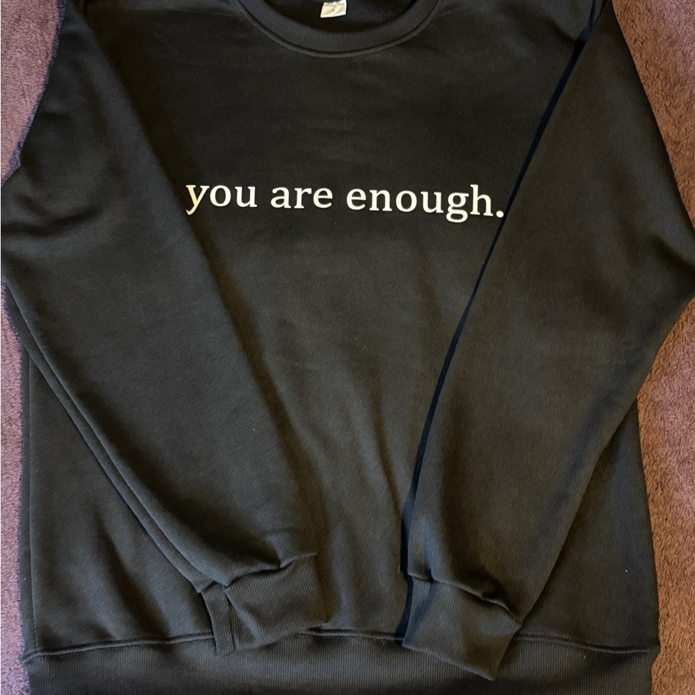 Faith based Black Sweatshirt with Motivational Text on front and back